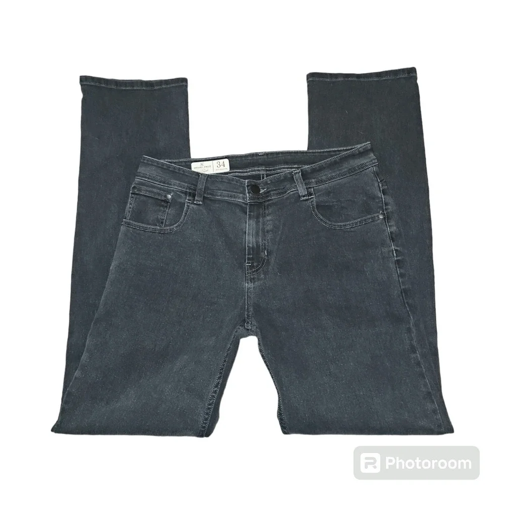 Arturo Calle Men's Black 801 Stretch Regular Medium Wash Faded Jeans 34X34 - Picture 5 of 12